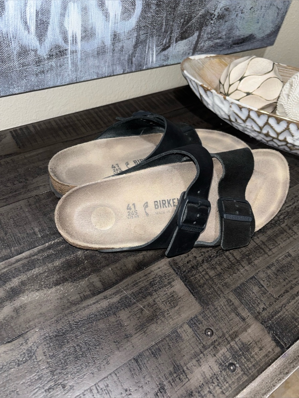 Birkenstock Arizona Split black leather and suede sandals SZ 41 - Picture 7 of 11